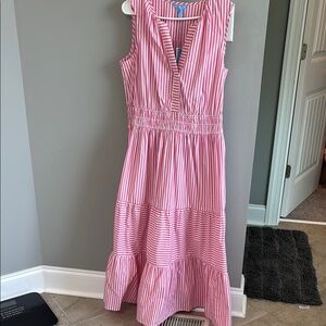 Draper James Pink and White Striped Sleeveless Maxi Dress